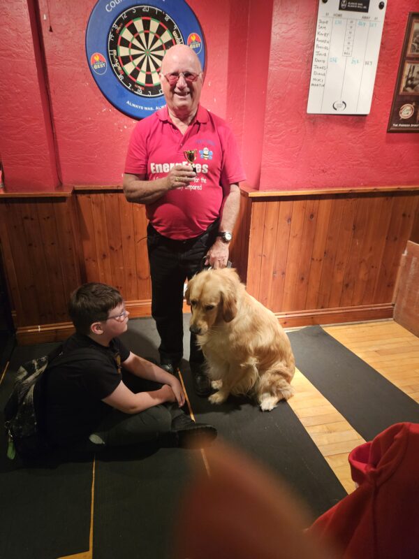 DAVID HIGHEST MALE SCORER WITH SAM AND FINCH THE GUIDE DOG